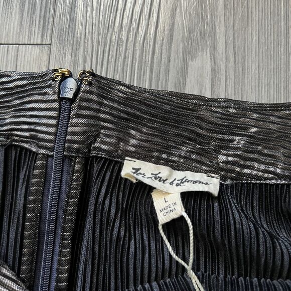 For Love And Lemons Skirt Womens Large Pleated Marion Gunmetal Metallic - Picture 6 of 14